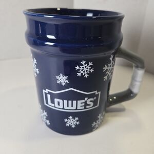 Lowe’s Ceramic Blue Bucket Limited Edition Snowflake 2025 Coffee Cup Mug *EUC